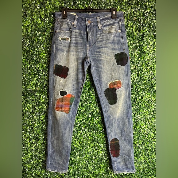 Polo Ralph Lauren Denim - Polo Ralph Lauren Women's Astor Slim Boyfriend Repaired Patch Indigo Blue Jeans